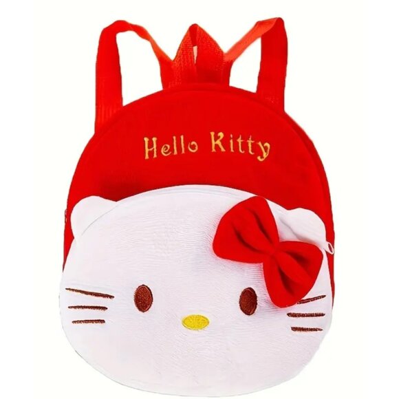 Hello Kitty Plush Backpack – Soft Embroidered Character Bag Adjustable Straps - Picture 1 of 5